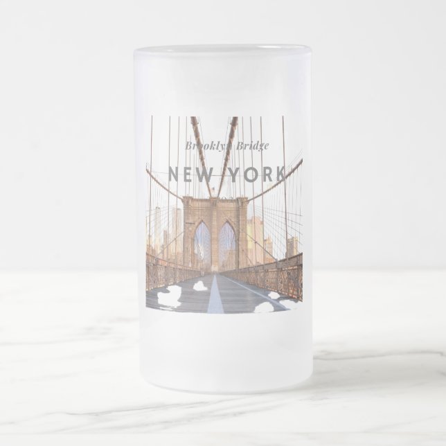 Taza De Cristal Esmerilado Cerveza de vidrio escarpada Brooklyn Bridge (Centro)