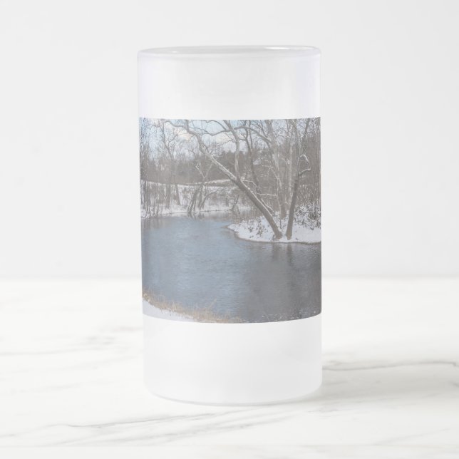 Taza De Cristal Esmerilado Cerveza de vidrio escarpada del río James azul inv (Centro)