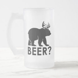 Taza De Cristal Esmerilado Cerveza del Oso Divertido Ciervo