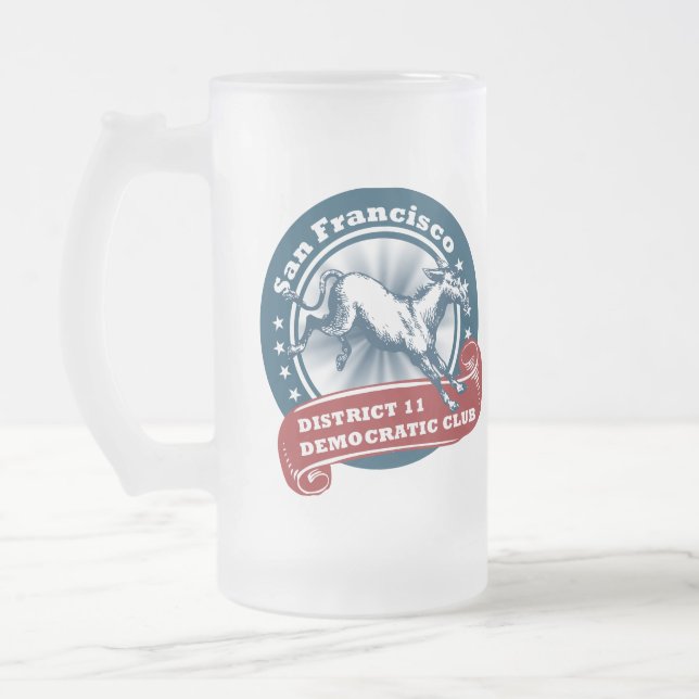 Taza De Cristal Esmerilado Cerveza Democratic Stein del club de San Francisco (Izquierda)