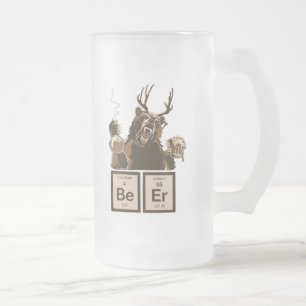 Taza De Cristal Esmerilado Cerveza descubierta oso divertido de la química