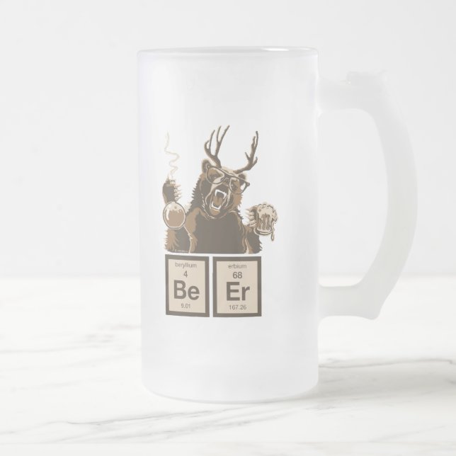 Taza De Cristal Esmerilado Cerveza descubierta oso divertido de la química (Derecha)