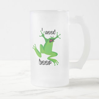 Taza De Cristal Esmerilado cerveza divertida de la necesidad de la rana-Yo