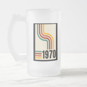 Taza De Cristal Esmerilado Cerveza escarcha 1970 Retro Vintage