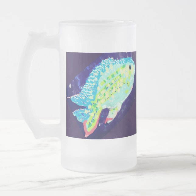Taza De Cristal Esmerilado Cerveza escarcha: Pescado tropical (Izquierda)