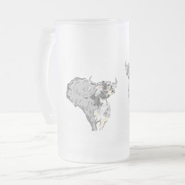 Taza De Cristal Esmerilado Cerveza escarcha: Sed como búfalo (Anverso izquierdo)