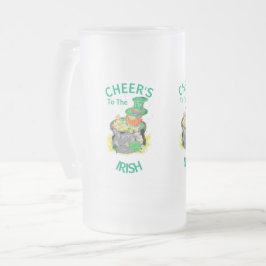 Taza De Cristal Esmerilado Cerveza Mug: Cheer's irlandés