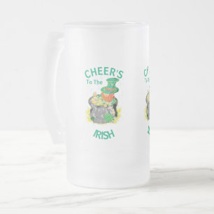 Taza De Cristal Esmerilado Cerveza Mug: Cheer's irlandés