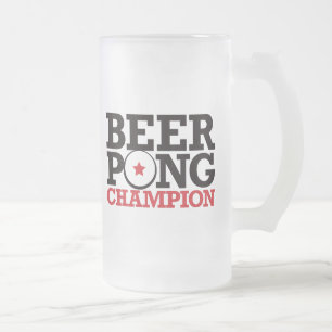 Taza De Cristal Esmerilado Cerveza Pong - campeón