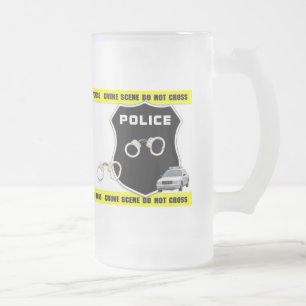 Taza De Cristal Esmerilado Cerveza Stein de la escena del crimen del oficial
