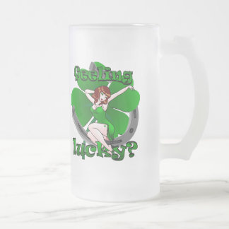 Taza De Cristal Esmerilado Cerveza suertuda cristales San Patricio