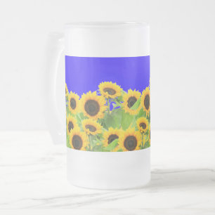 Taza De Cristal Esmerilado Cerveza Sunflowers Glass Colores de la bandera ucr