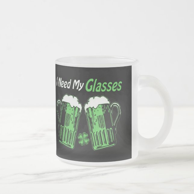 Taza De Cristal Esmerilado Cerveza verde San Patricio Mug Frosted (Derecha)