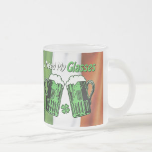 Taza De Cristal Esmerilado Cerveza verde St. Patrick's Day Bandera irlandesa