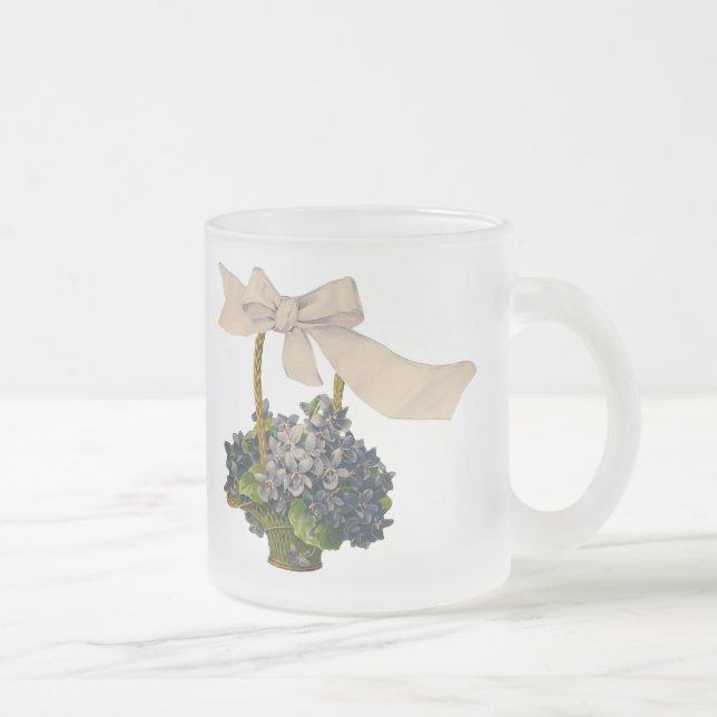 Taza De Cristal Esmerilado Cesta de Violetas (Derecha)