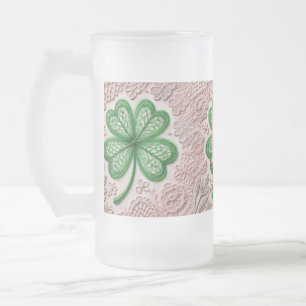Taza De Cristal Esmerilado Chambre verde encaje monograma Día de San Patricio