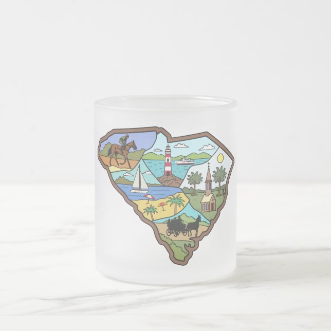 Taza De Cristal Esmerilado Charleston Columbia South Carolina Myrtle Beach (Centro)