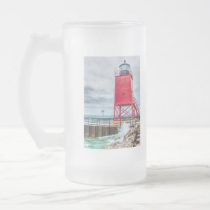 Taza De Cristal Esmerilado Charlevoix South Pierhead Lightouse