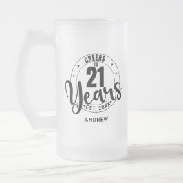 TAZA DE CRISTAL ESMERILADO CHEERS TO 21 YEARS