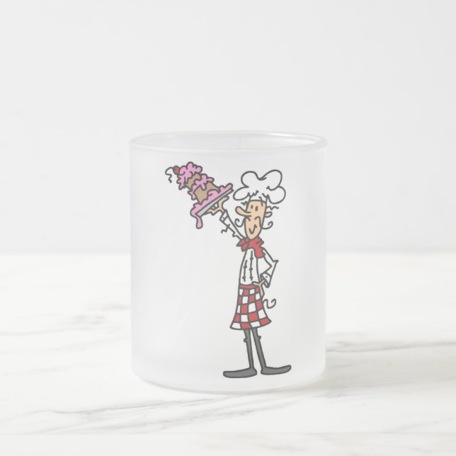 Taza De Cristal Esmerilado Chef con camisetas de pasteles y regalos (Centro)