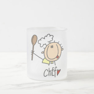 Taza De Cristal Esmerilado Chef con camisetas y regalos con cuchara