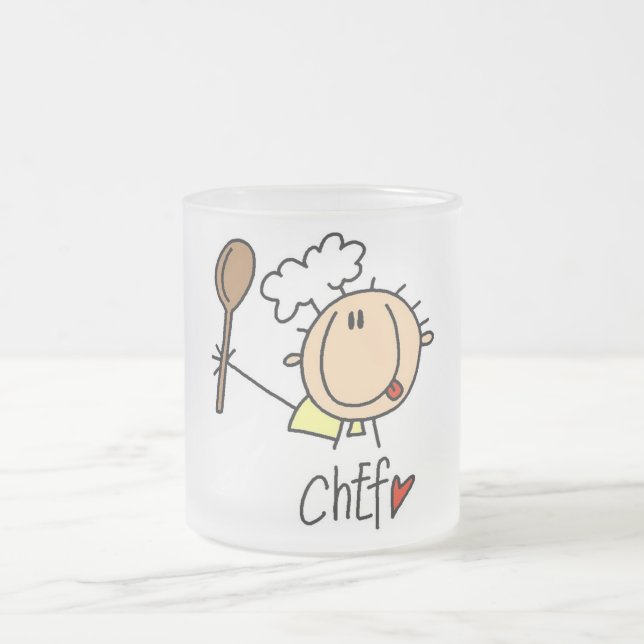 Taza De Cristal Esmerilado Chef con camisetas y regalos con cuchara (Centro)