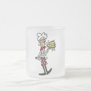Taza De Cristal Esmerilado Chef italiano con camisetas y regalos de espagueti