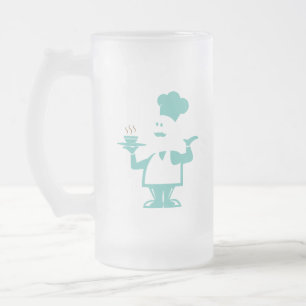 Taza De Cristal Esmerilado Chef sosteniendo un tazón de sopa