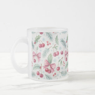 Taza De Cristal Esmerilado Cherry Christmas
