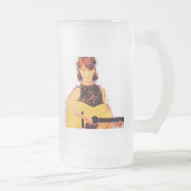 Taza De Cristal Esmerilado chica de guitarra tocando (Derecha)