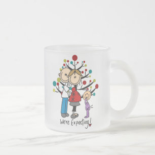Taza De Cristal Esmerilado Chica de Padres Esperados de Figuras de Palo