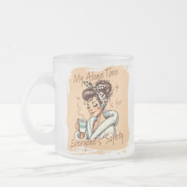 Taza De Cristal Esmerilado Chica Divertida de Café en la Mañana