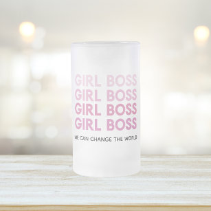 Taza De Cristal Esmerilado Chica rosa moderno Jefe mejor regalo para Girly