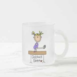 Taza De Cristal Esmerilado Chica Rubia Gimnasta en Barra de Equilibrio