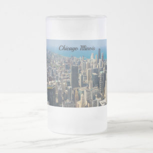 Taza De Cristal Esmerilado Chicago desde arriba de la rana