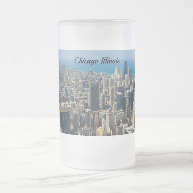 Taza De Cristal Esmerilado Chicago desde arriba de la rana (Centro)