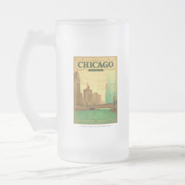 Taza De Cristal Esmerilado Chicago, IL - Día de San Patricio (Izquierda)