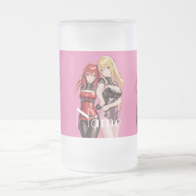 Taza De Cristal Esmerilado Chicas Cuadros Anime Thunder_Cove (Centro)