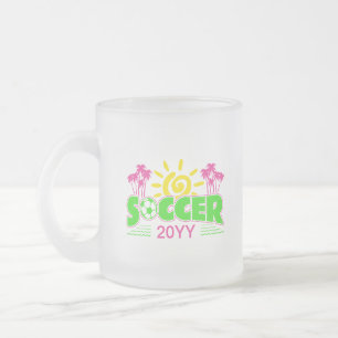 Taza De Cristal Esmerilado Chicas Soccer Sunshine Palm Trees