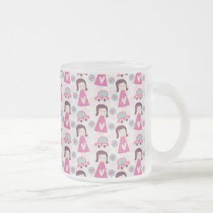 Taza De Cristal Esmerilado Chicas yendo a lugares