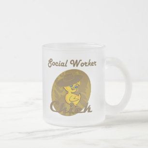 Taza De Cristal Esmerilado Chick de trabajador social #6