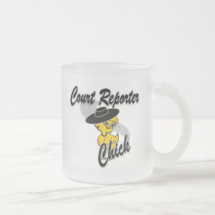 Taza De Cristal Esmerilado Chick reportero del tribunal #4