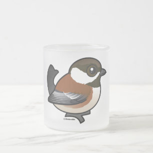 Taza De Cristal Esmerilado Chickadee Castaña-apoyado