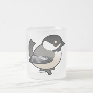 Taza De Cristal Esmerilado Chickadee Negro-capsulado