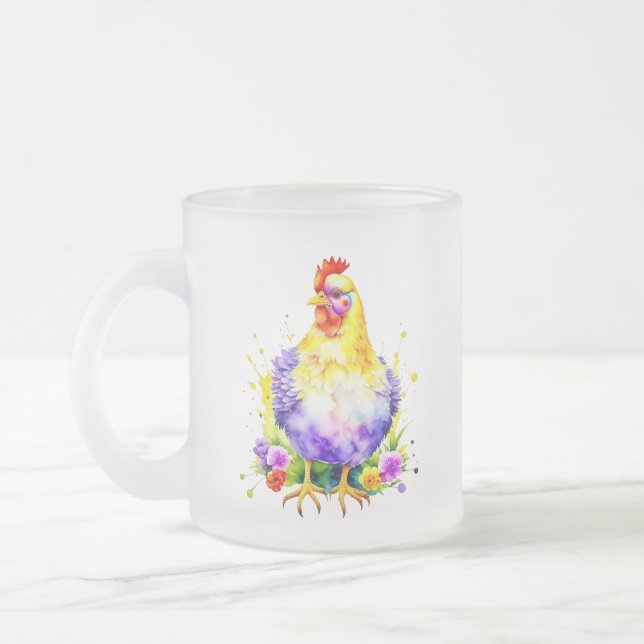 Taza De Cristal Esmerilado Chicken Lover alimentado por el café (Izquierda)
