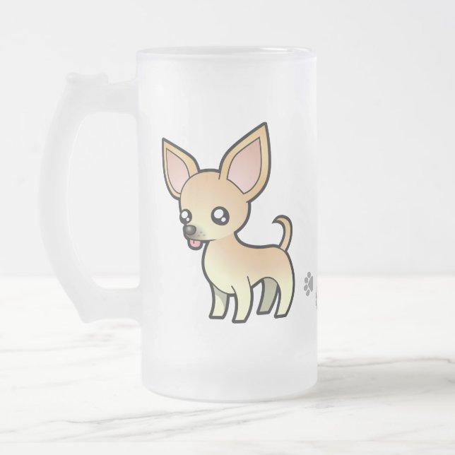 Taza De Cristal Esmerilado Chihuahua del dibujo animado (capa lisa) (Izquierda)