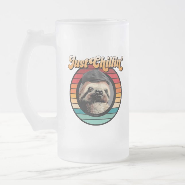 Taza De Cristal Esmerilado Chillin’ Sloth (Izquierda)