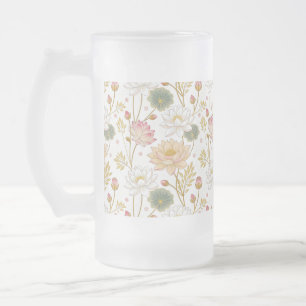 Taza De Cristal Esmerilado Chinoiserie Elegant Lotus Flowers Gold Pink