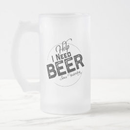 Taza De Cristal Esmerilado Chiste de cerveza divertida o Fiesta Frosted Mug