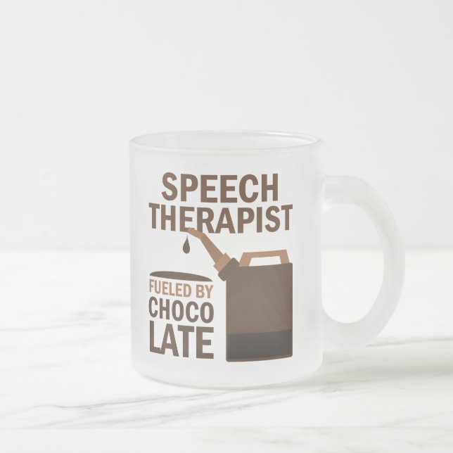 Taza De Cristal Esmerilado Chocolate (divertido) del terapeuta de discurso (Derecha)